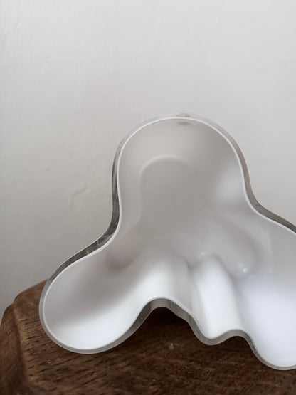 60s Ittala Alvar Aalto glass vase in white made in Finland