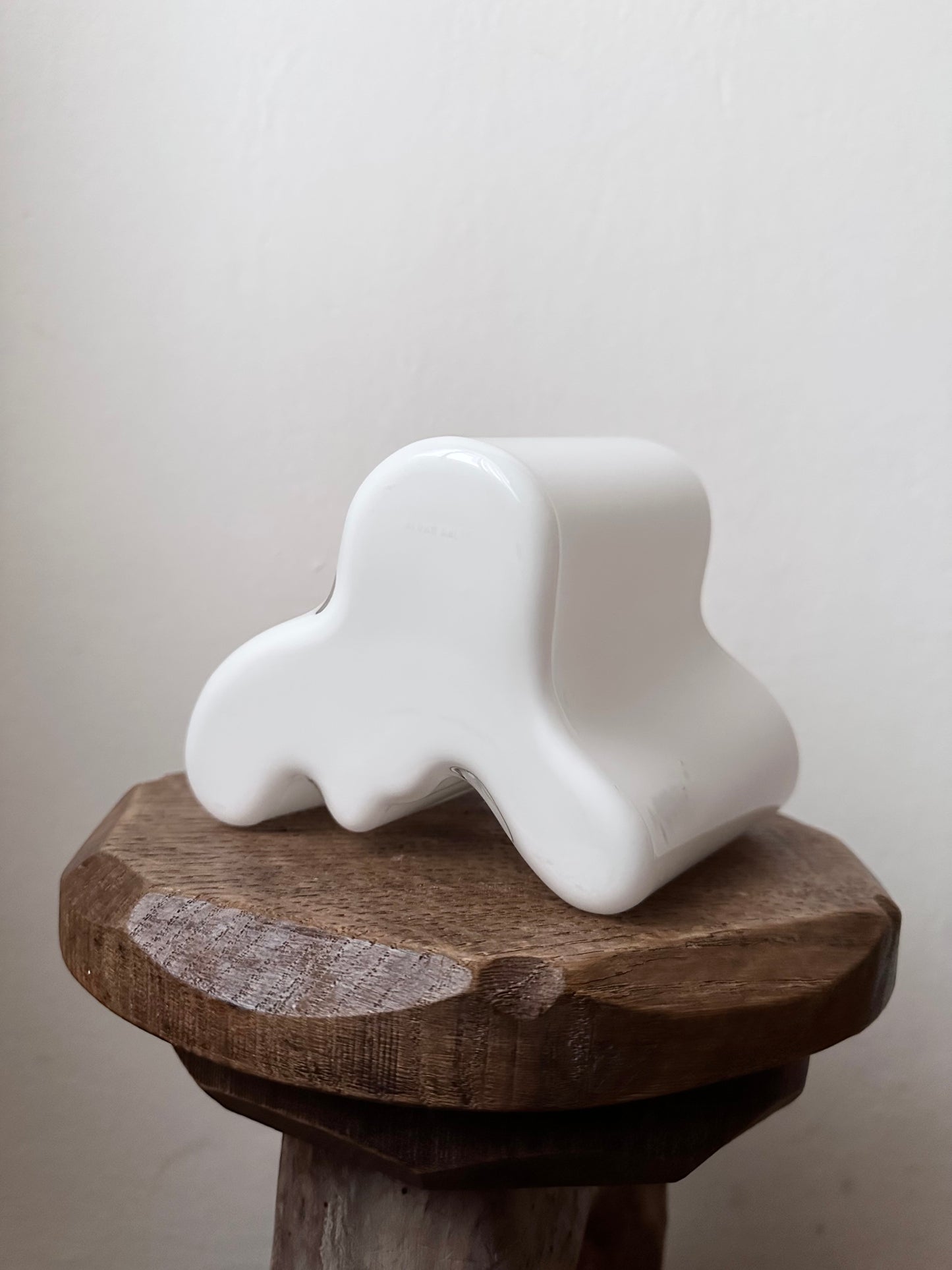 60s Ittala Alvar Aalto glass vase in white made in Finland