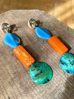 colourful plastic and shell earring