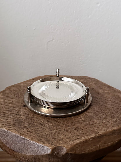 Vintage WMF coaster set of 6 with holder