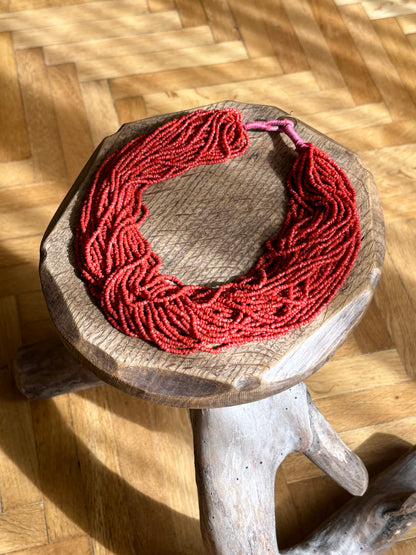 circa 1960s red coral color necklace