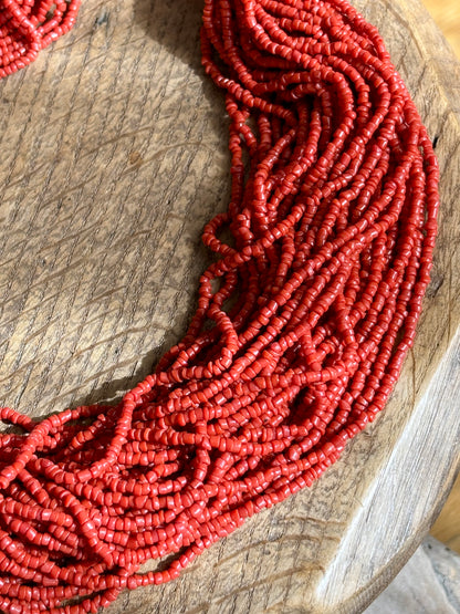 circa 1960s red coral color necklace