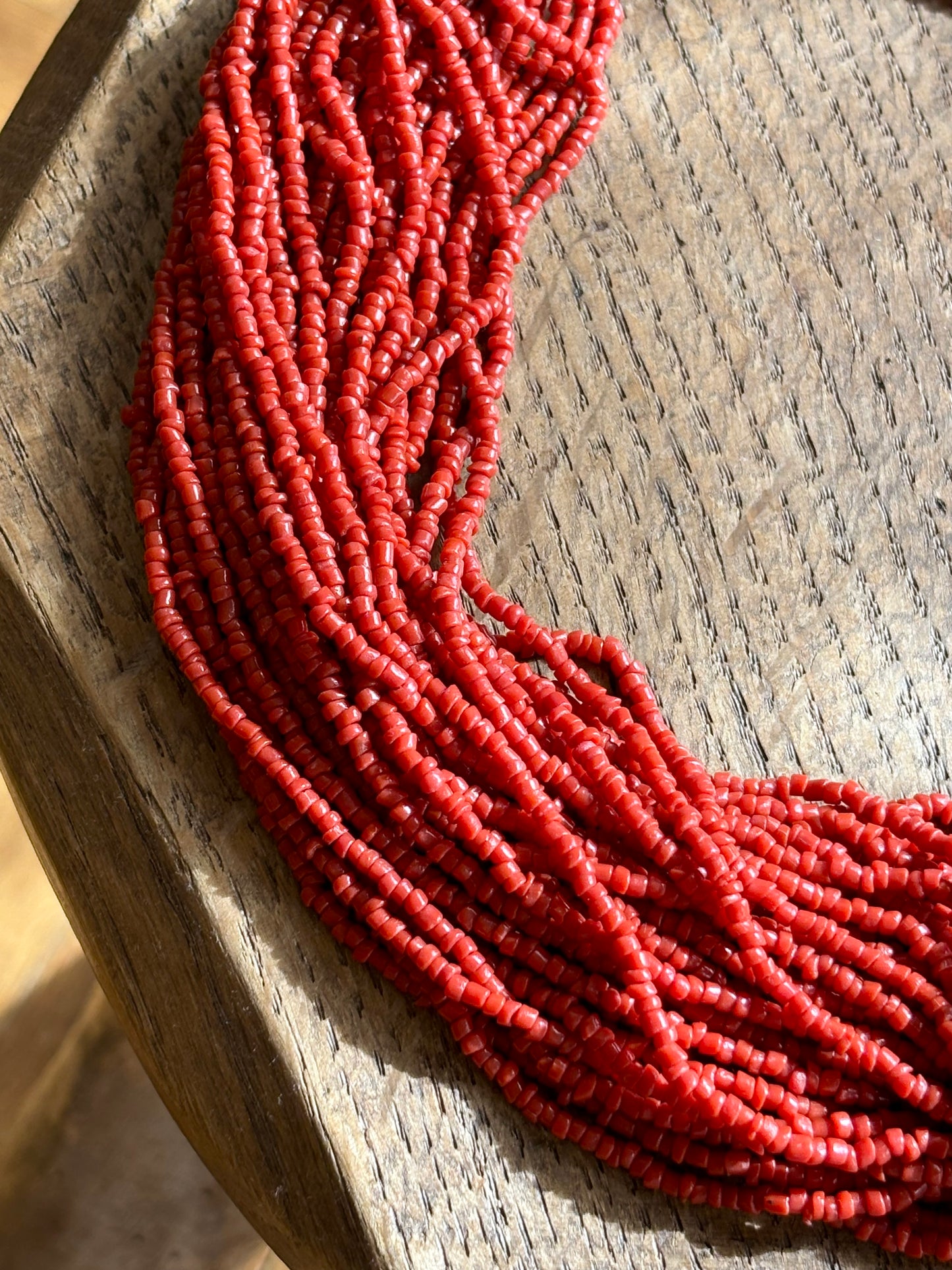 circa 1960s red coral color necklace