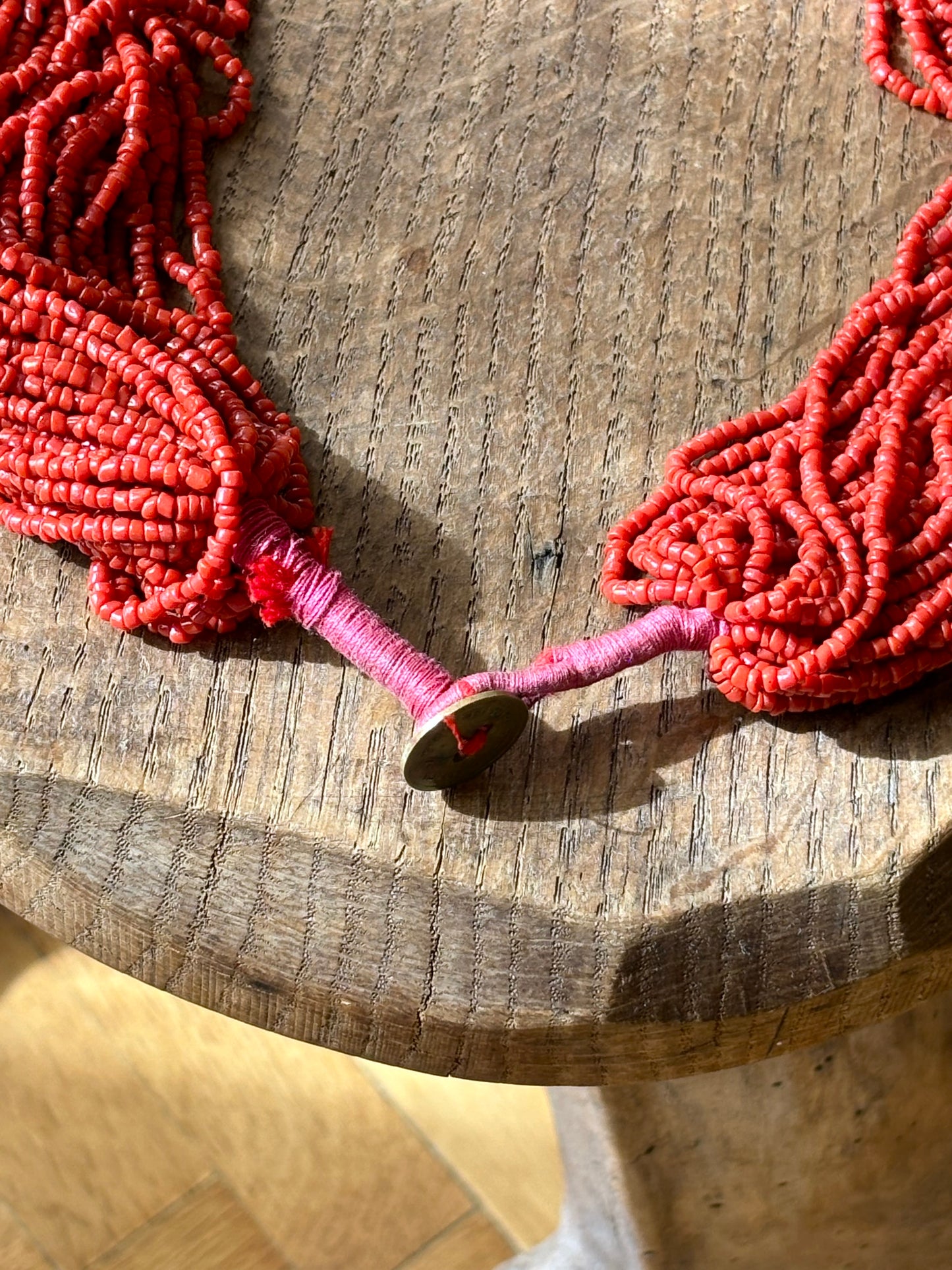 circa 1960s red coral color necklace