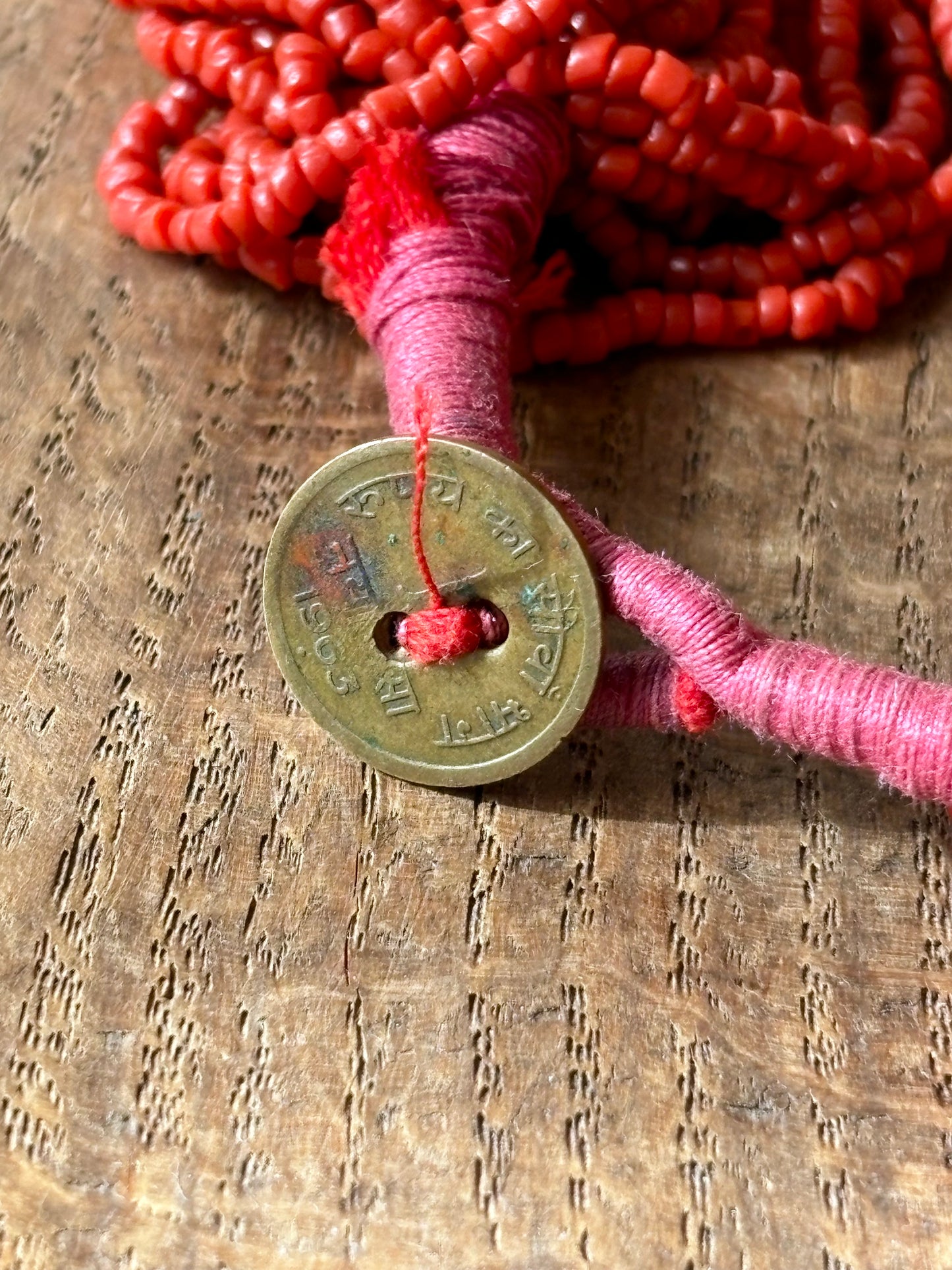 circa 1960s red coral color necklace