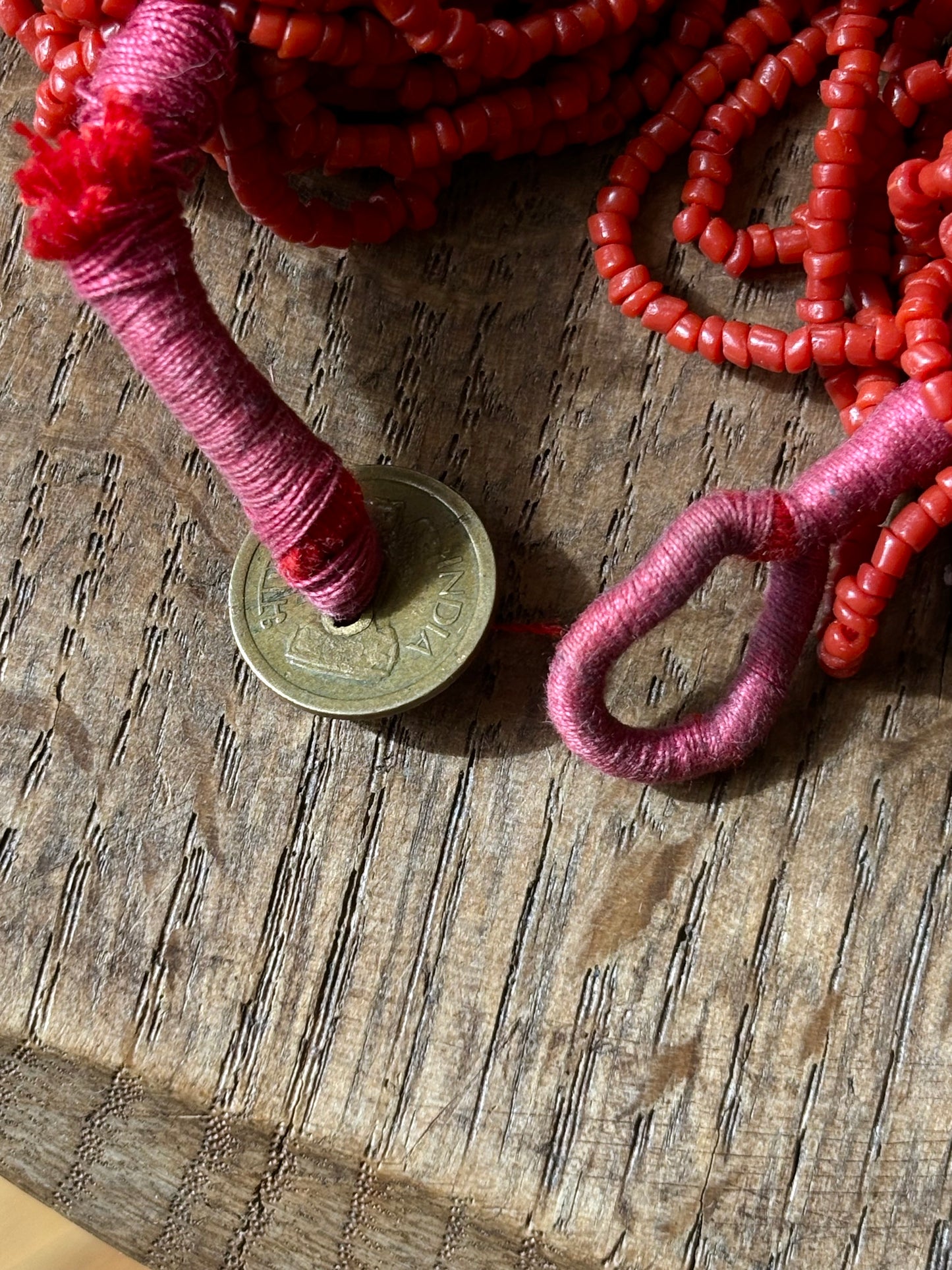 circa 1960s red coral color necklace