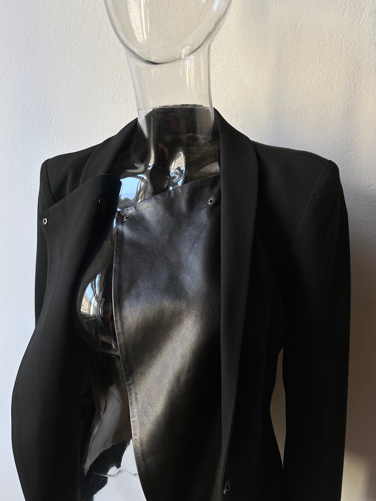 Plein Sud leather lapel tailored jacket