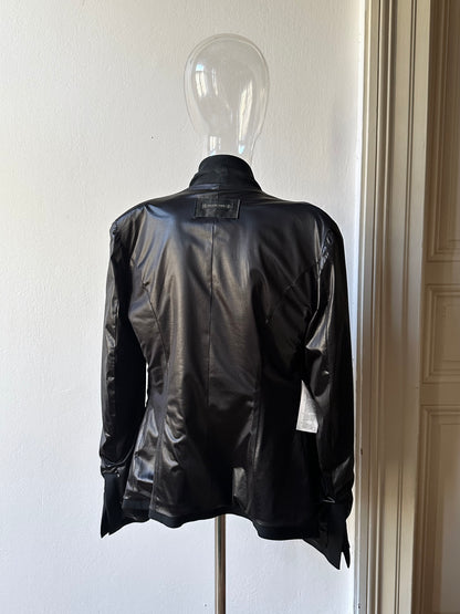 Plein Sud leather lapel tailored jacket