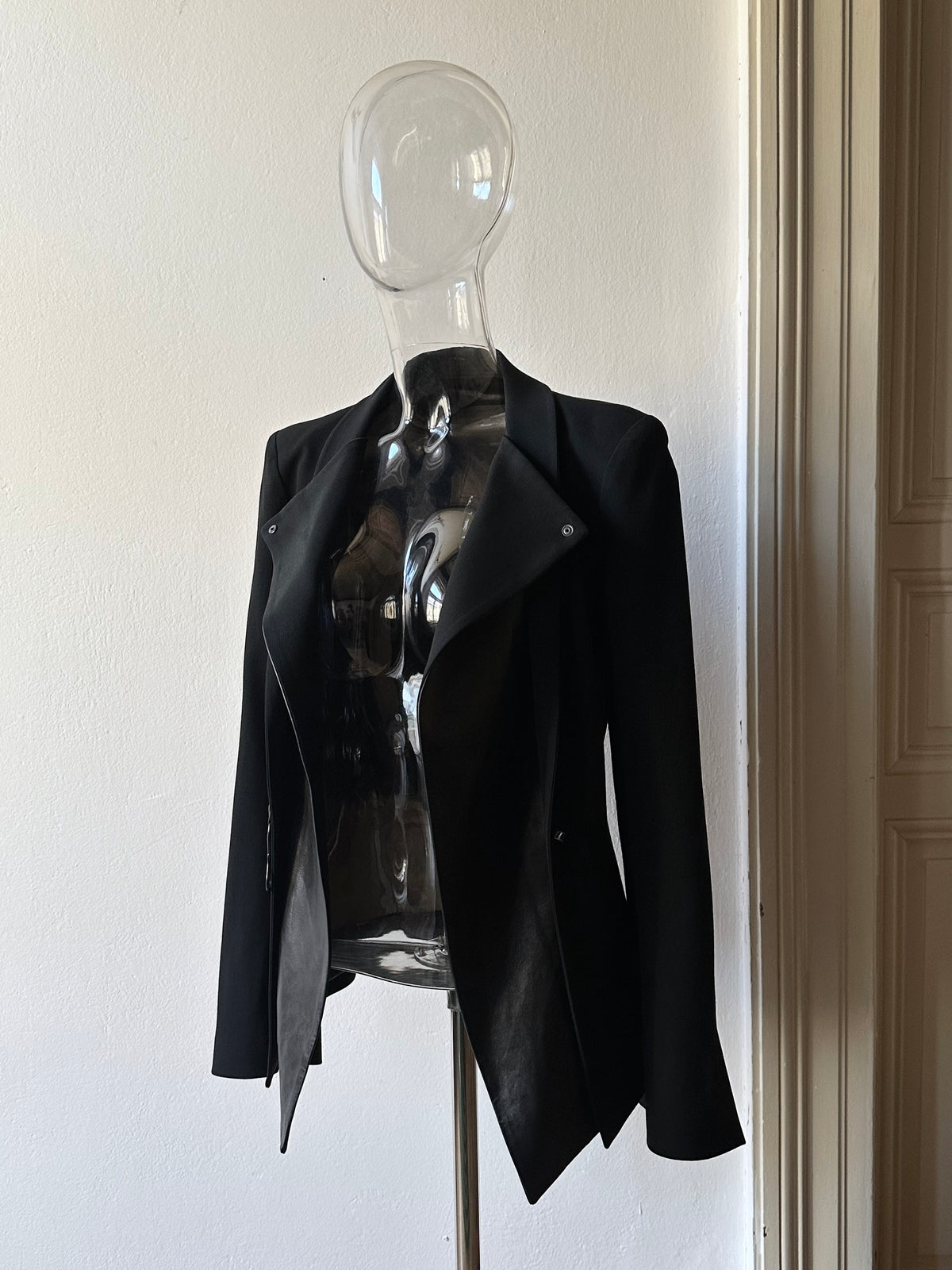 Plein Sud leather lapel tailored jacket