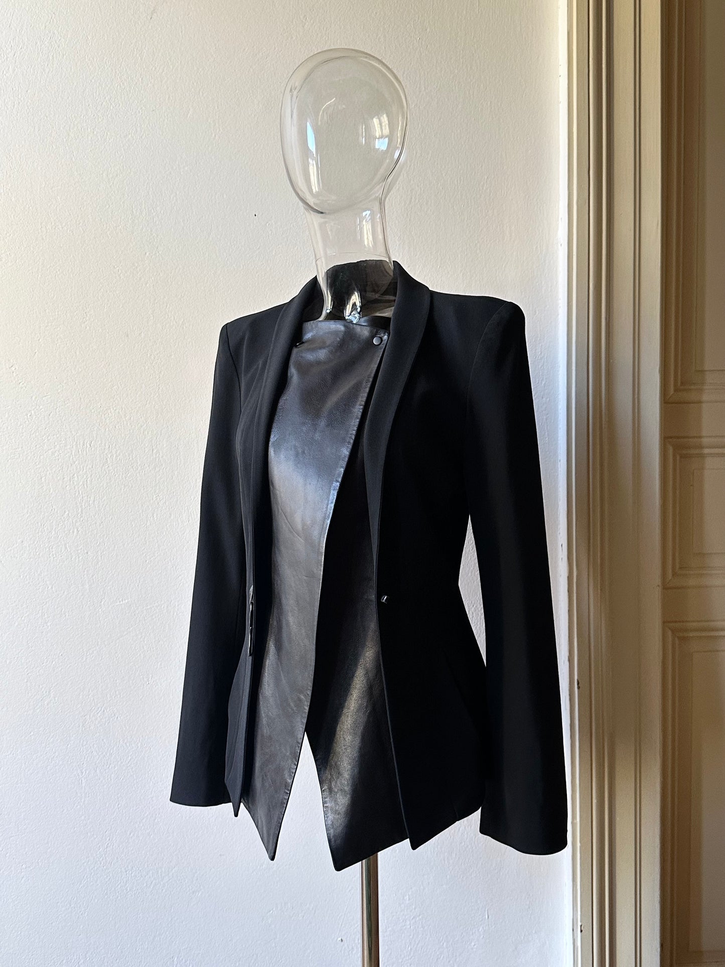Plein Sud leather lapel tailored jacket