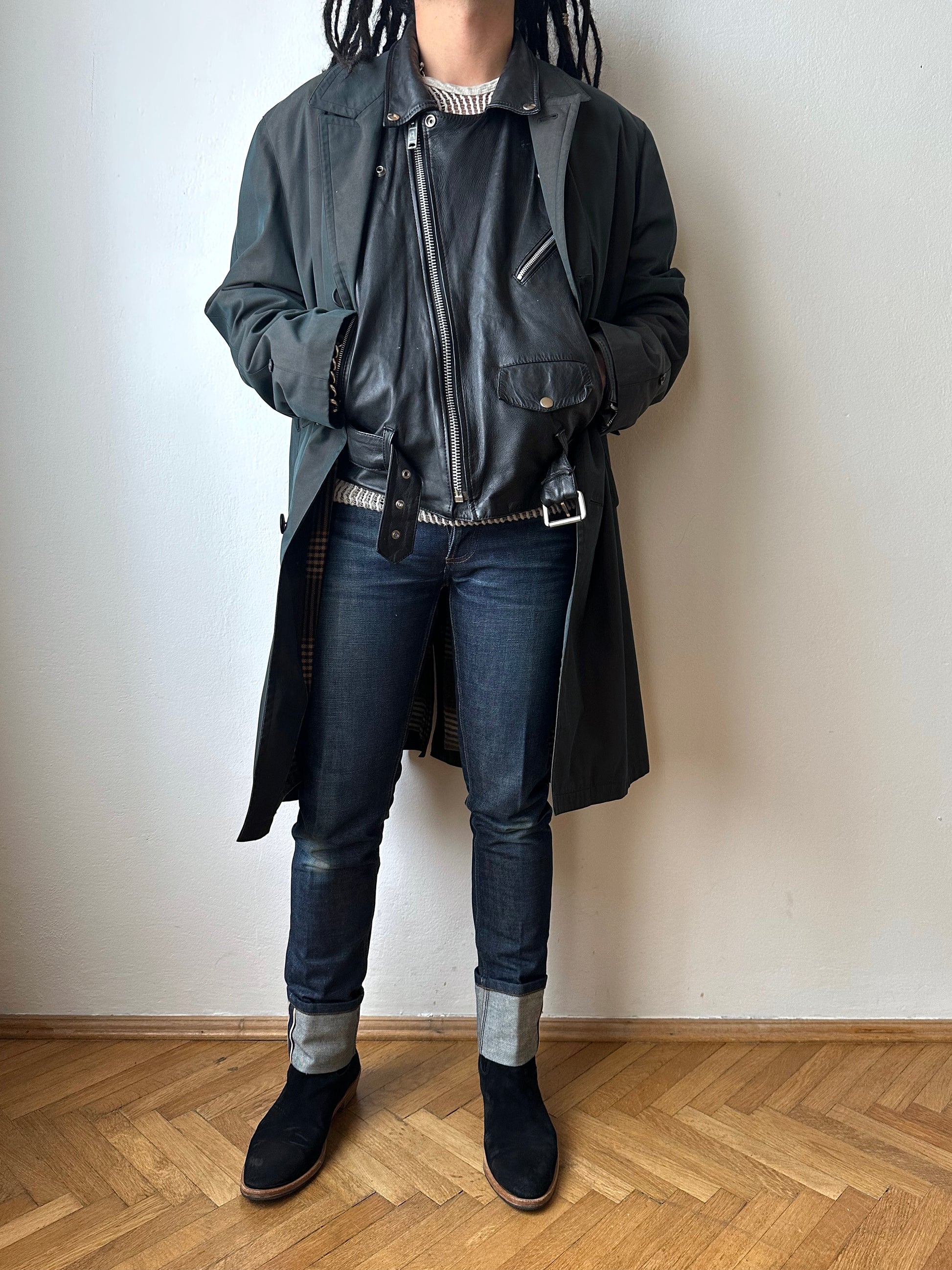 Leather Riders jacket 1980's 80s 80年代 ライダース ジャケット Black  黒  革ジャン PUNK パンク ハードコア Toto Praha Vintage clothing shop Antique shop 古着屋 プラハ Showroom appointment Prague ユーロ古着 ヨーロッパ古着 古着卸 ヴィンテージ