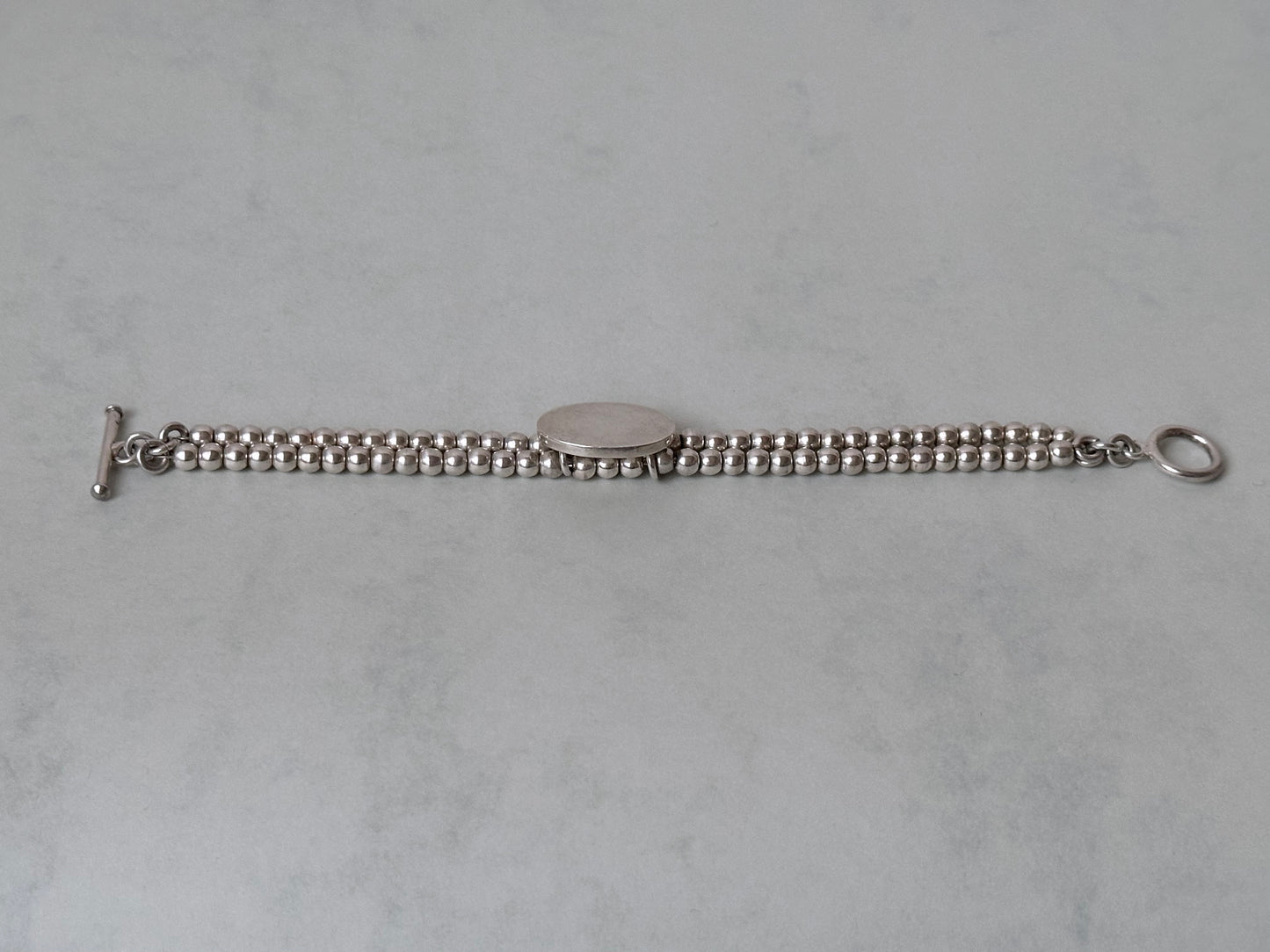 Vintage 925 ball rails with oval disc bracelet