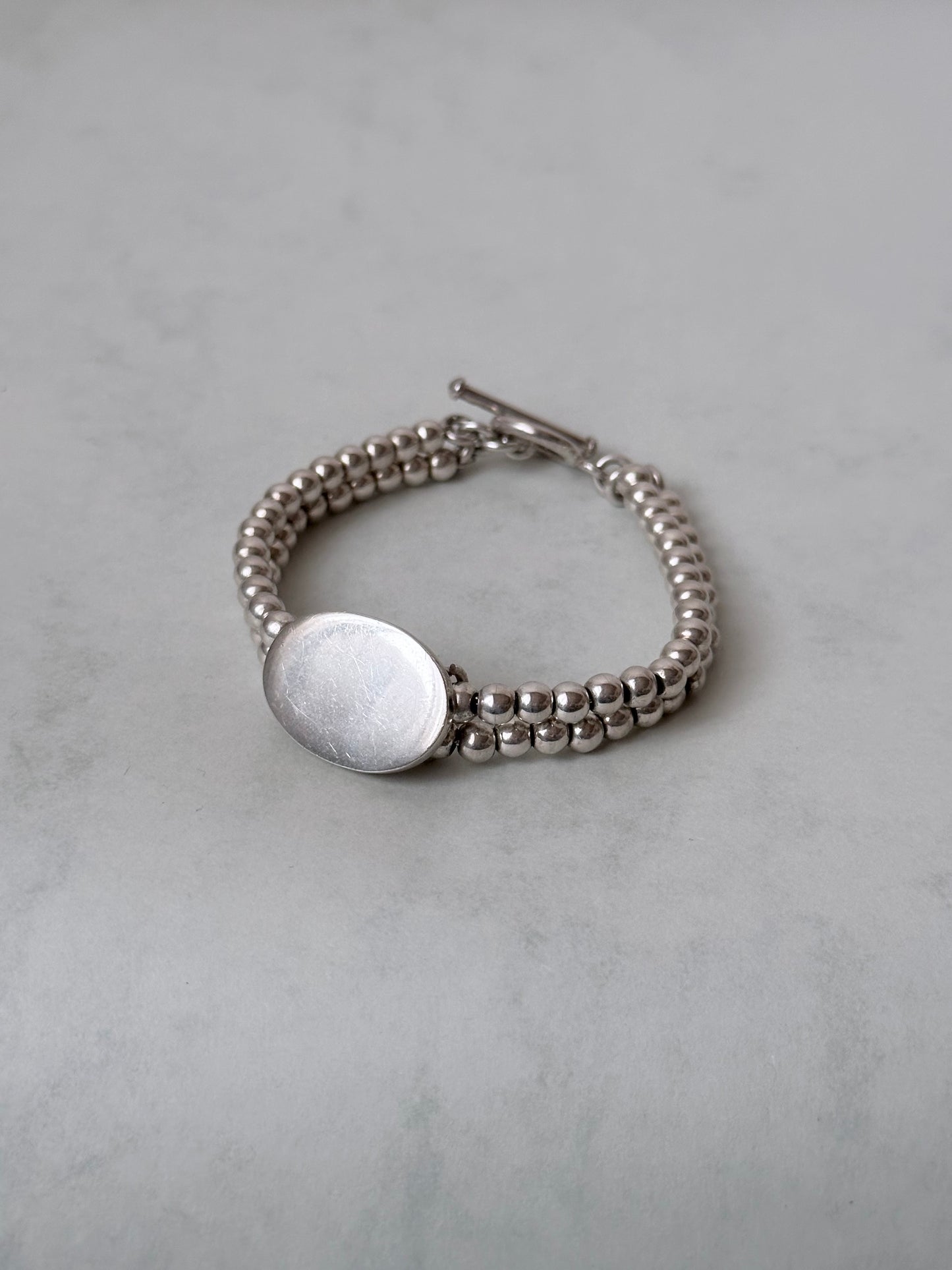 Vintage 925 ball rails with oval disc bracelet
