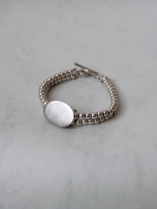 Vintage 925 ball rails with oval disc bracelet