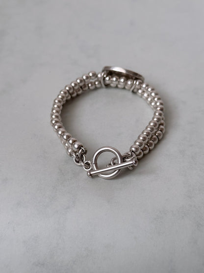 Vintage 925 ball rails with oval disc bracelet