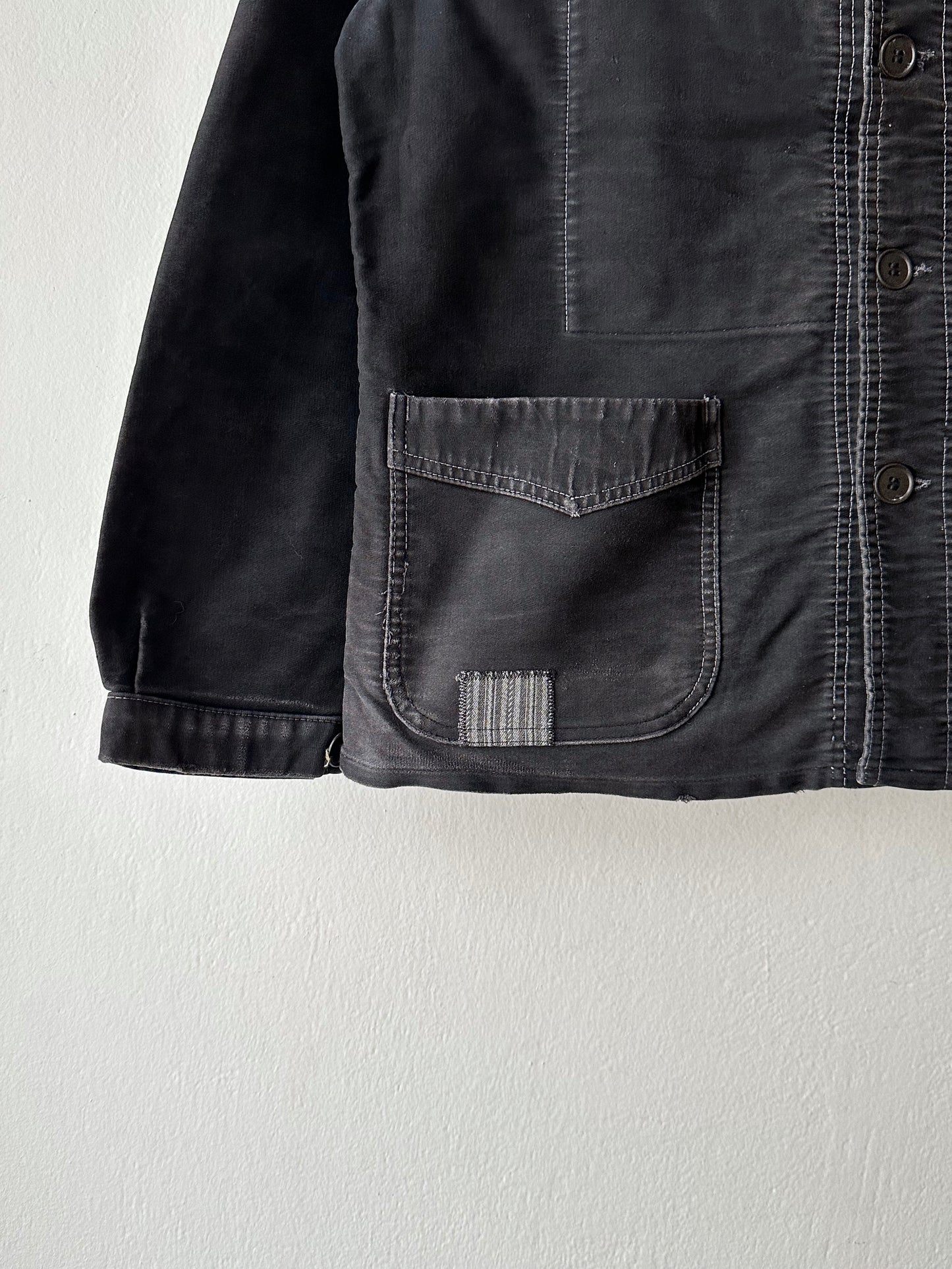 1950s Le Mont St Michel Black moleskin jacket