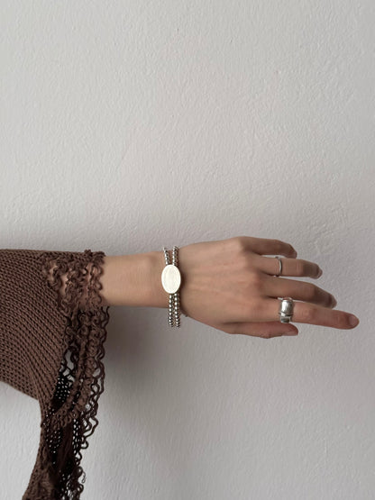 Vintage 925 ball rails with oval disc bracelet