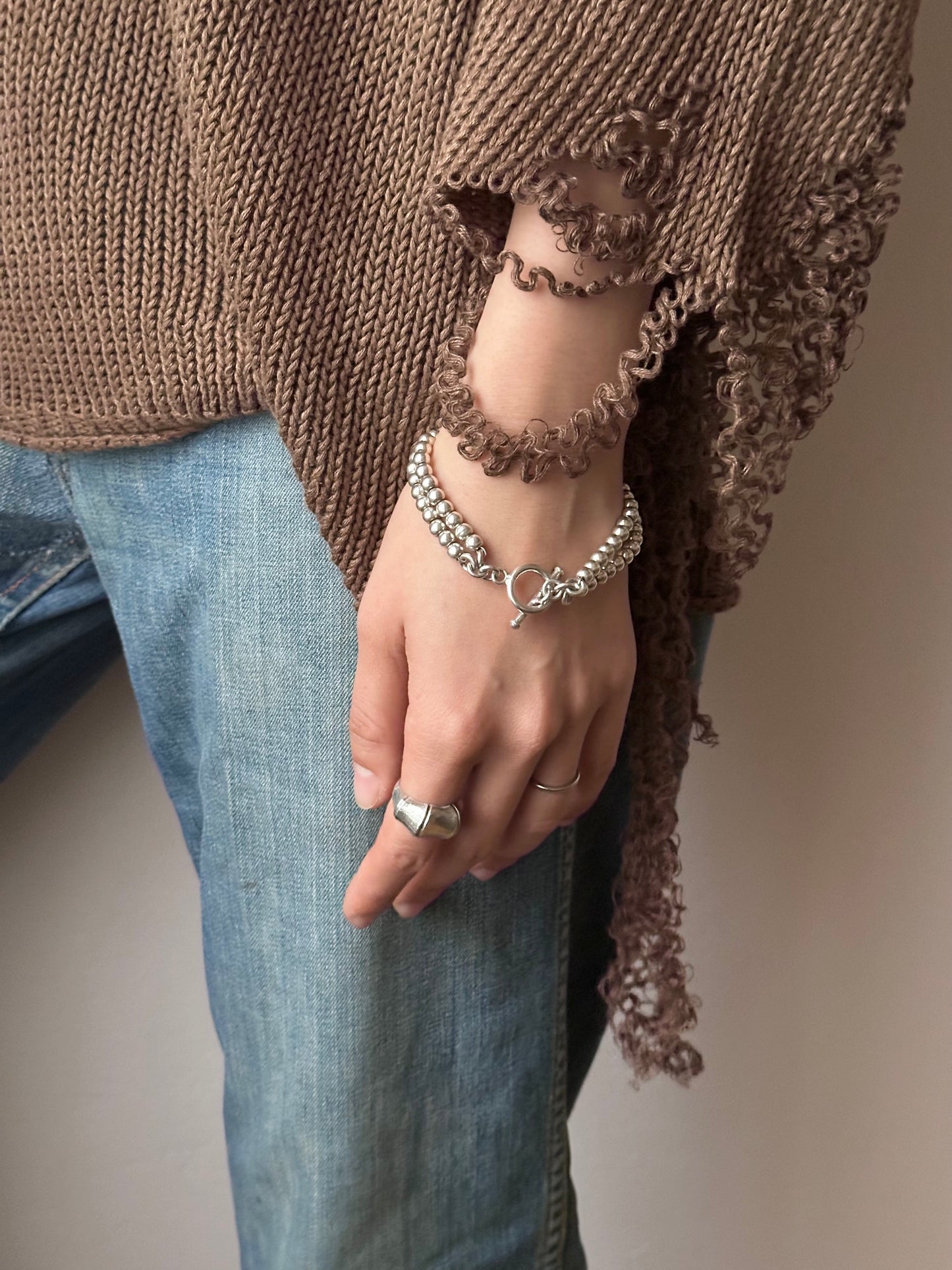 Vintage 925 ball rails with oval disc bracelet