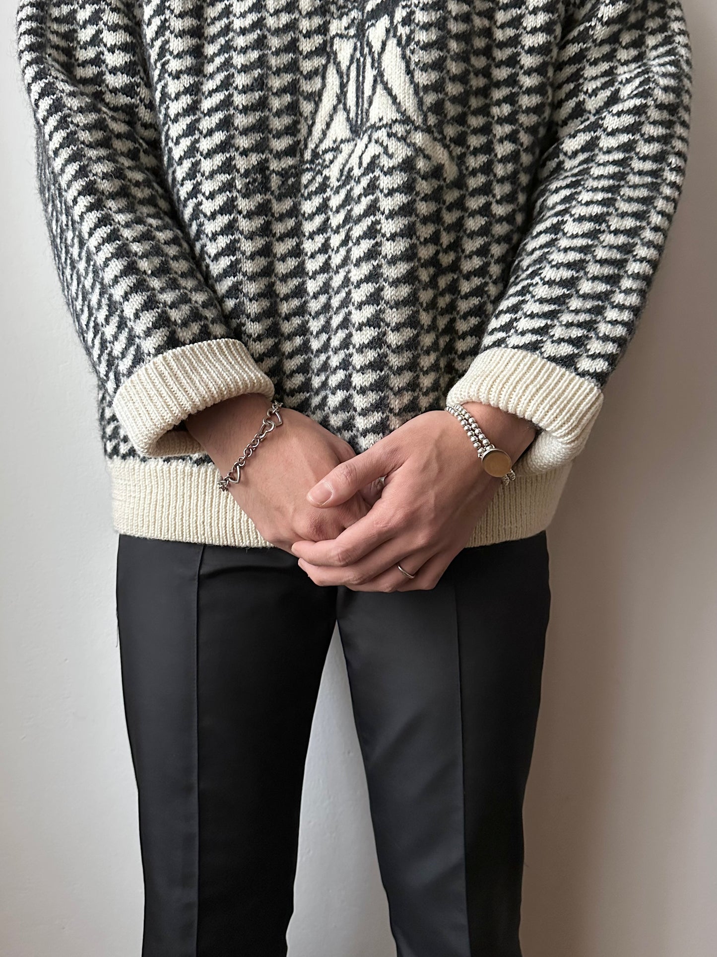 Vintage 925 ball rails with oval disc bracelet