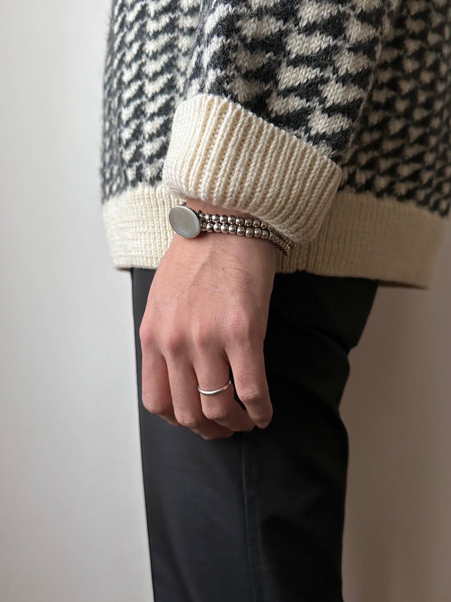 Vintage 925 ball rails with oval disc bracelet