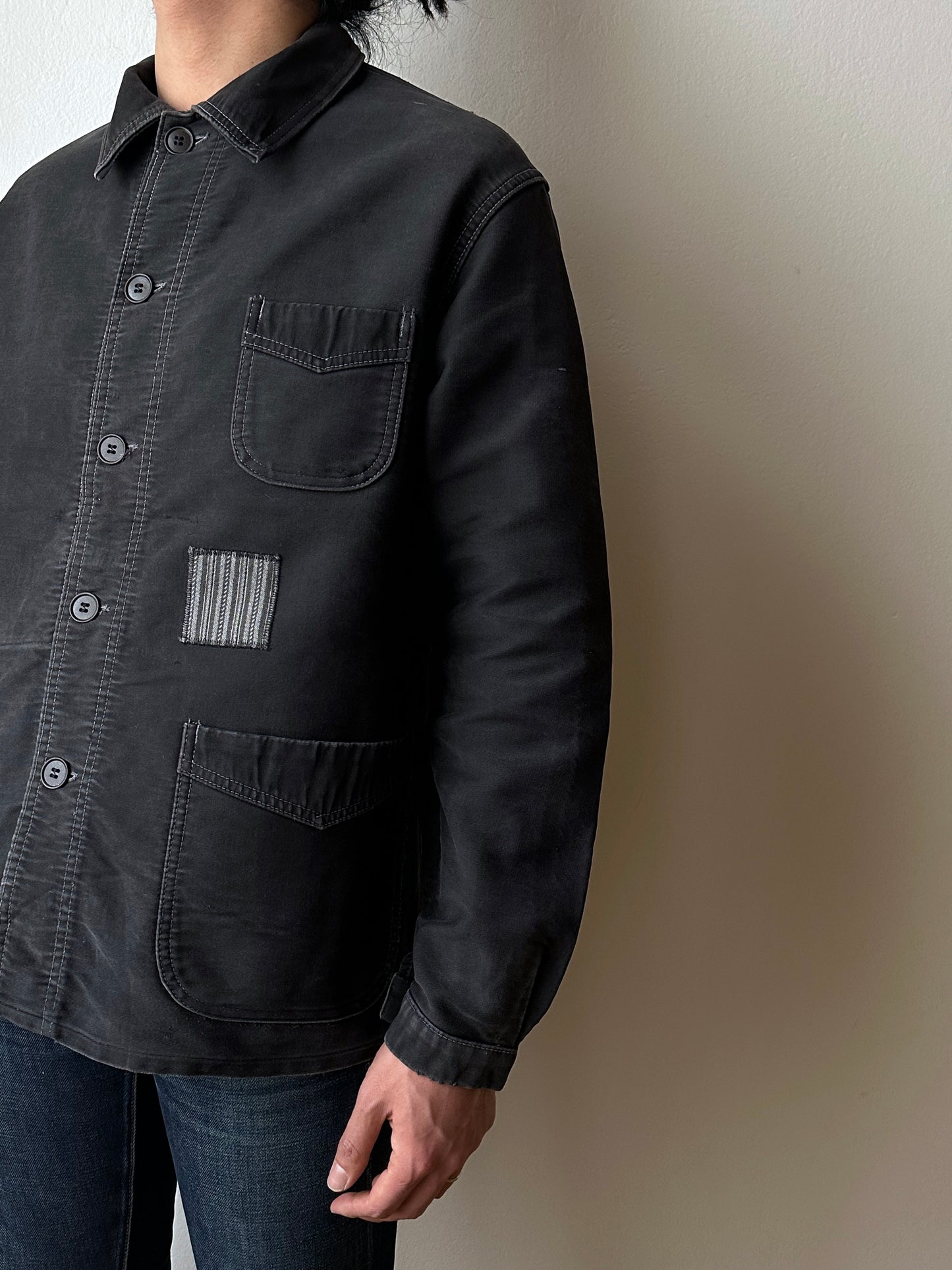 1950s Le Mont St Michel Black moleskin jacket