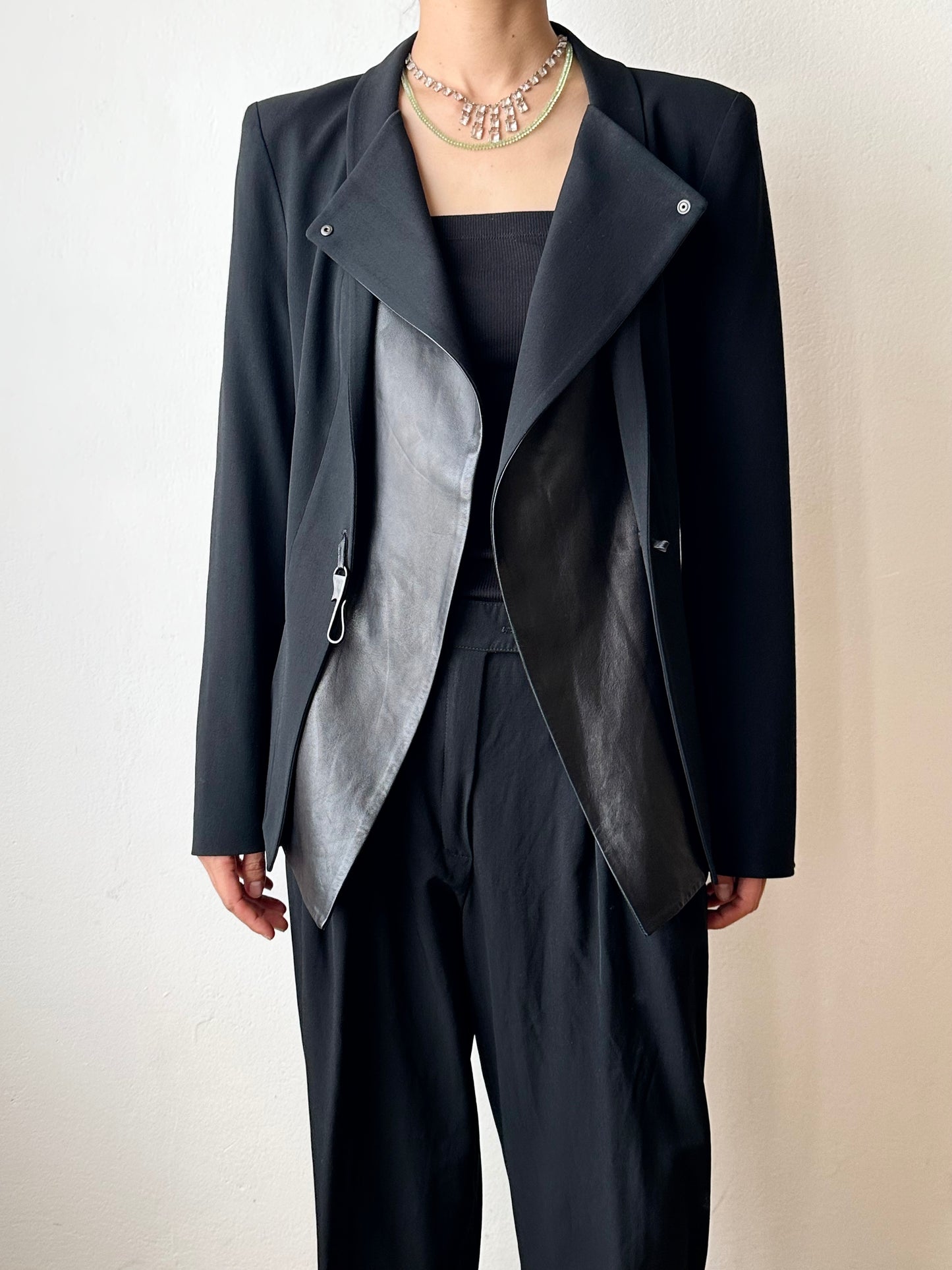 Plein Sud leather lapel tailored jacket