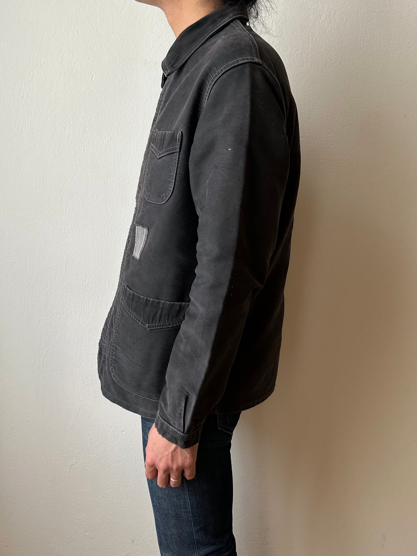 1950s Le Mont St Michel Black moleskin jacket