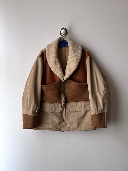 1980's Mouton Jacket France French 80年代  Vintage Toto Praha Vintage clothing store Antique shop 80年代 フランス古着 ユーロ古着 プラハ 古着屋 古着 古着卸 フランス買い付け ムートン ショールカラー Chevignon