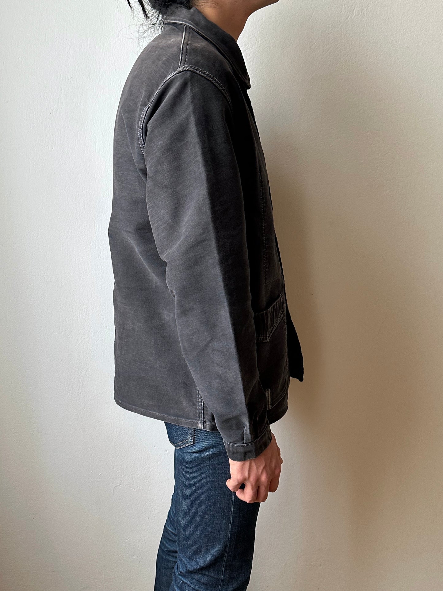 1950s Le Mont St Michel Black moleskin jacket