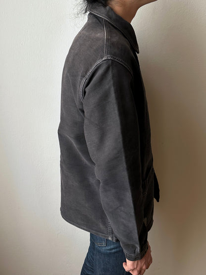 1950s Le Mont St Michel Black moleskin jacket