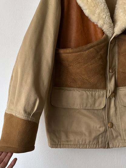 1980's Mouton Jacket France French 80年代  Vintage Toto Praha Vintage clothing store Antique shop 80年代 フランス古着 ユーロ古着 プラハ 古着屋 古着 古着卸 フランス買い付け ムートン ショールカラー Chevignon