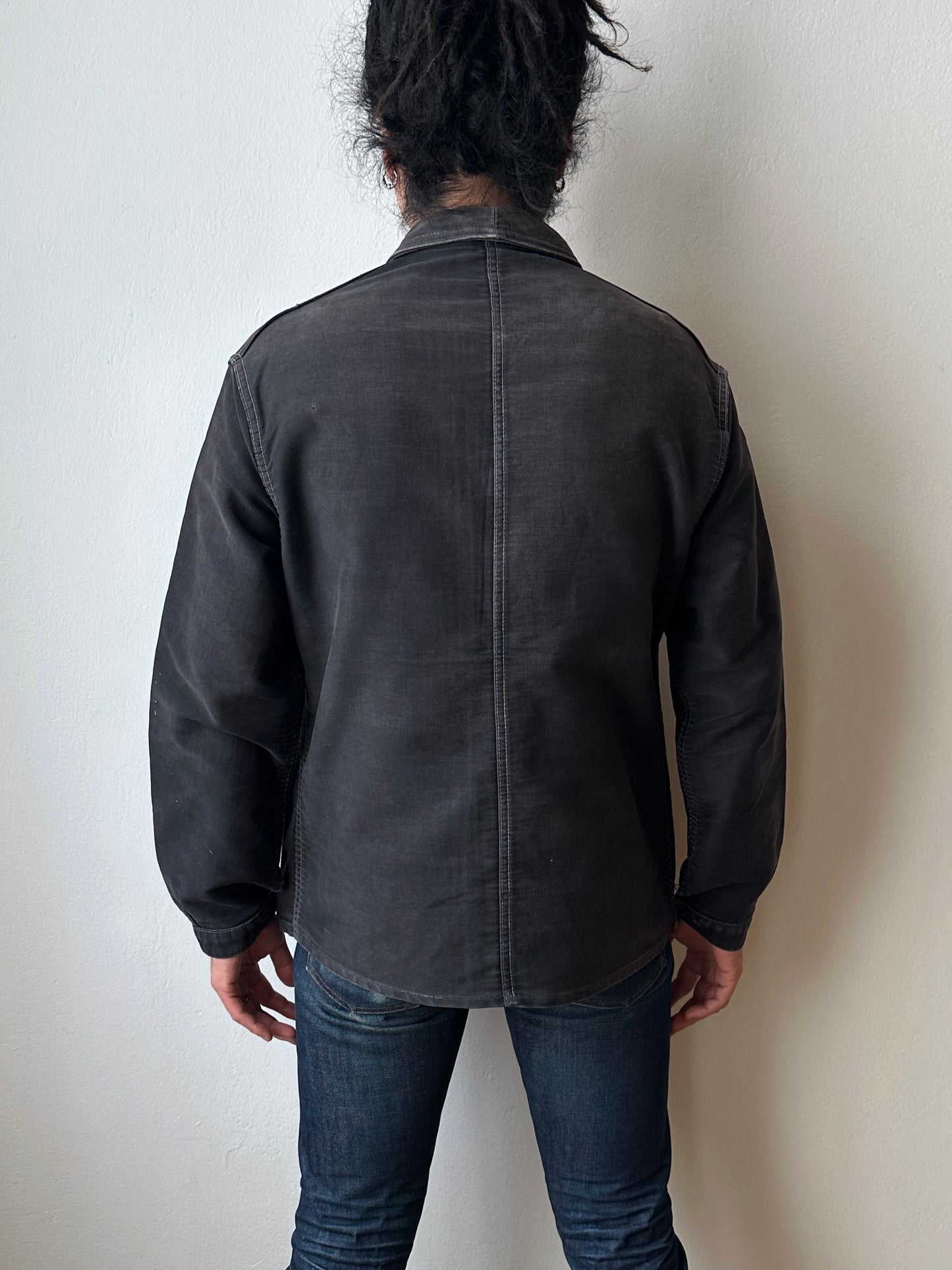 1950s Le Mont St Michel Black moleskin jacket