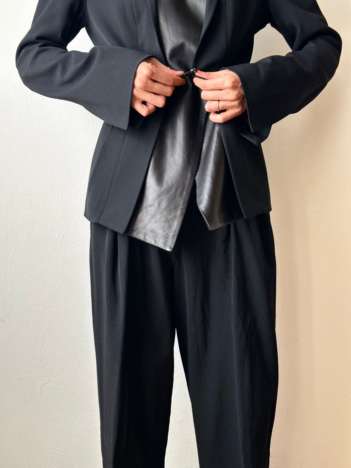 Plein Sud leather lapel tailored jacket