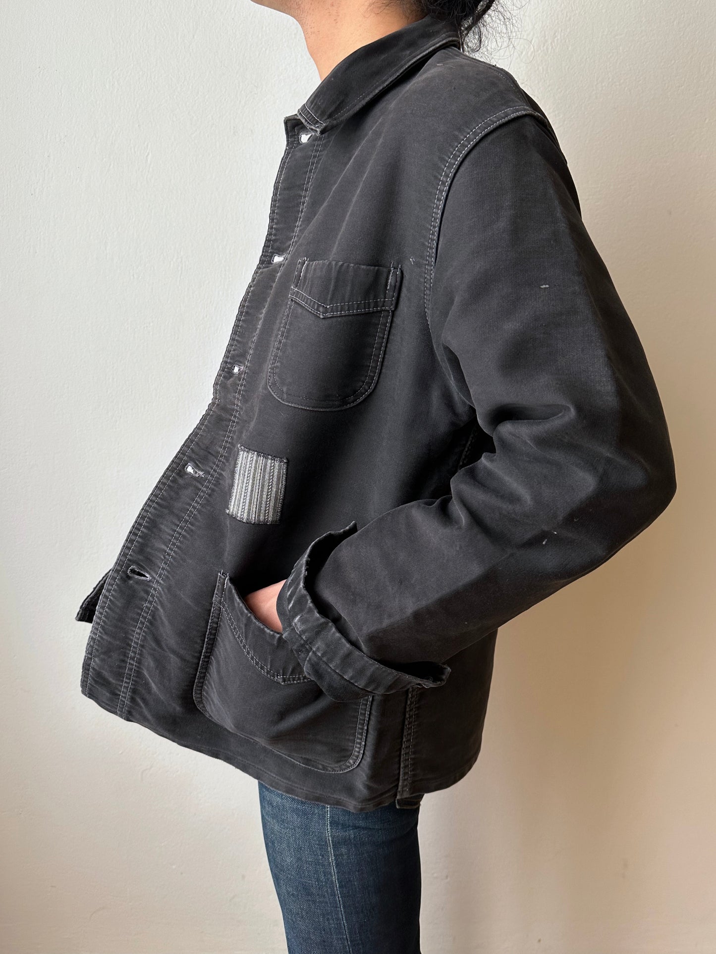 1950s Le Mont St Michel Black moleskin jacket