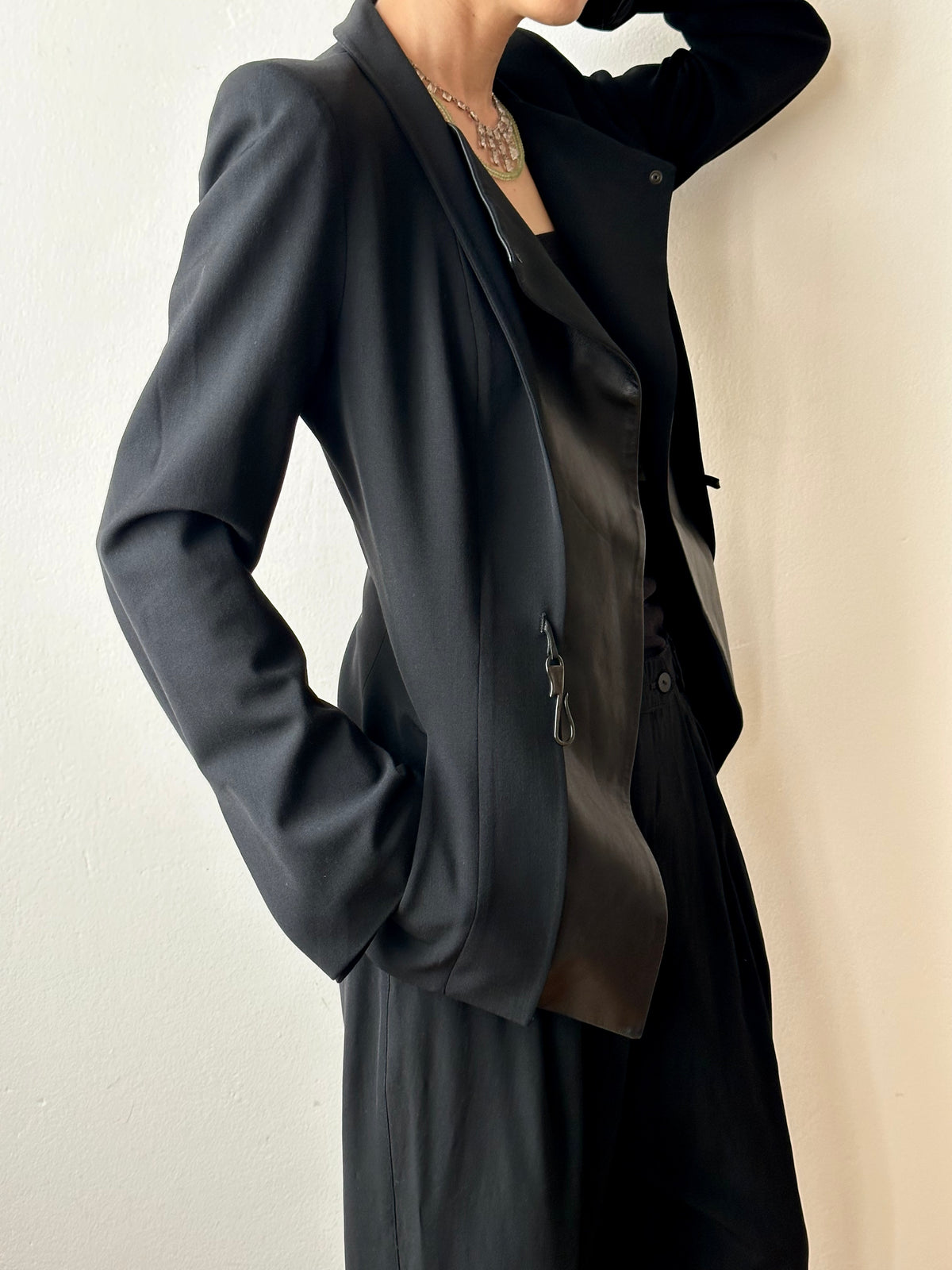 Plein Sud leather lapel tailored jacket