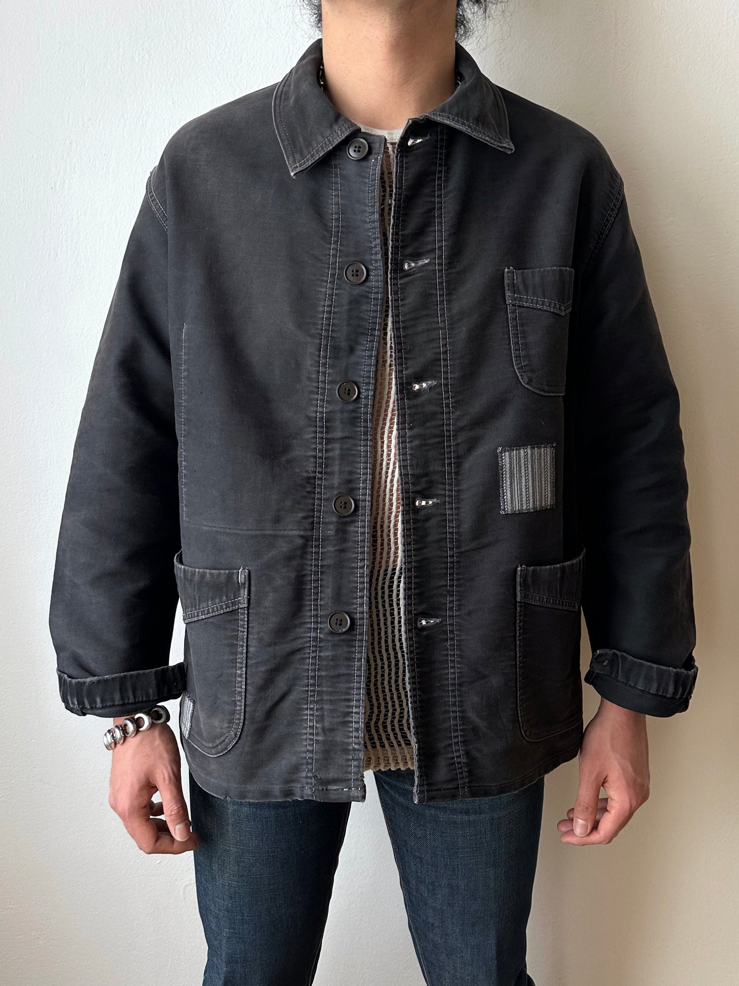 1950s Le Mont St Michel Black moleskin jacket