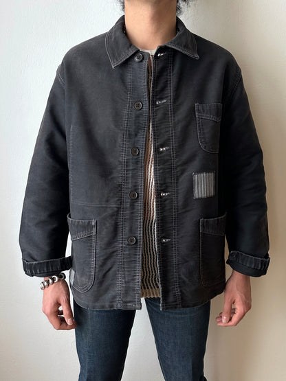 1950s Le Mont St Michel Black moleskin jacket