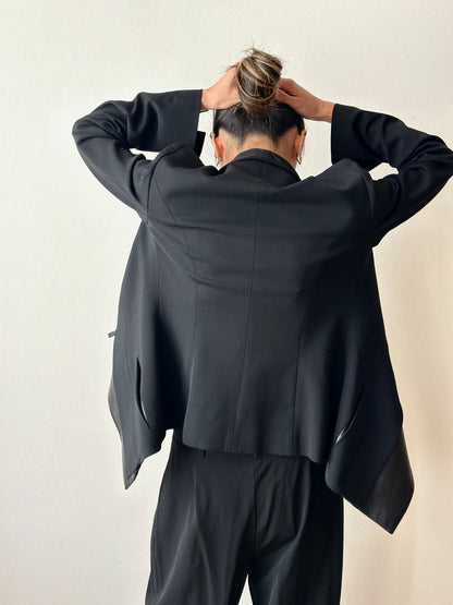 Plein Sud leather lapel tailored jacket