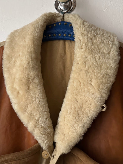 1980's Mouton Jacket France French 80年代  Vintage Toto Praha Vintage clothing store Antique shop 80年代 フランス古着 ユーロ古着 プラハ 古着屋 古着 古着卸 フランス買い付け ムートン ショールカラー Chevignon