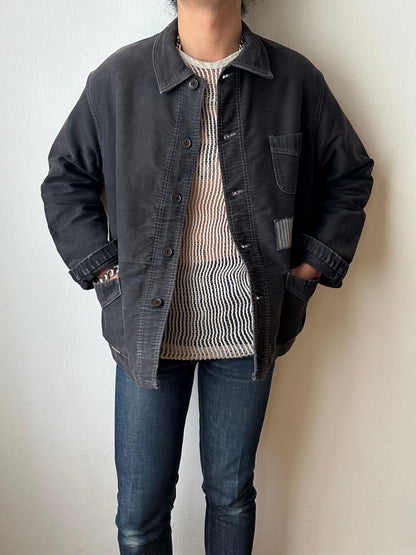 1950s Le Mont St Michel Black moleskin jacket