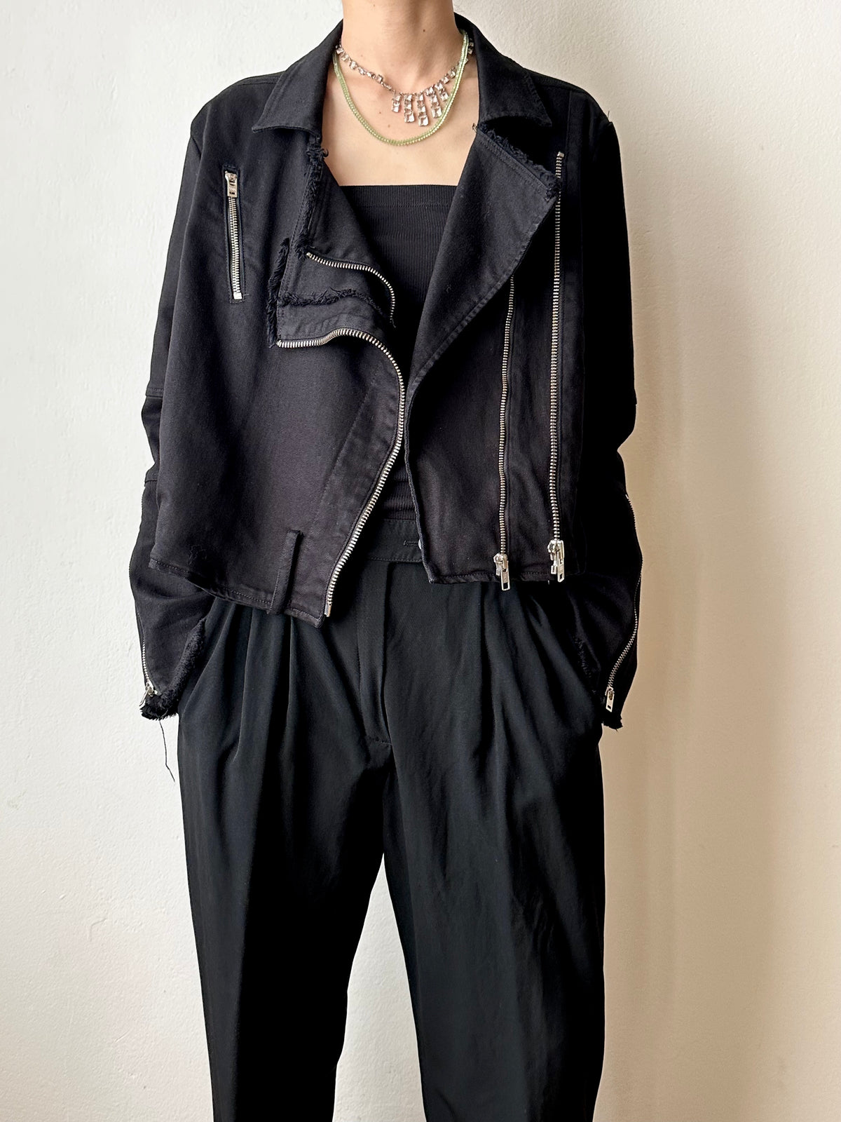 HELMUT LANG cotton biker jacket made in USA