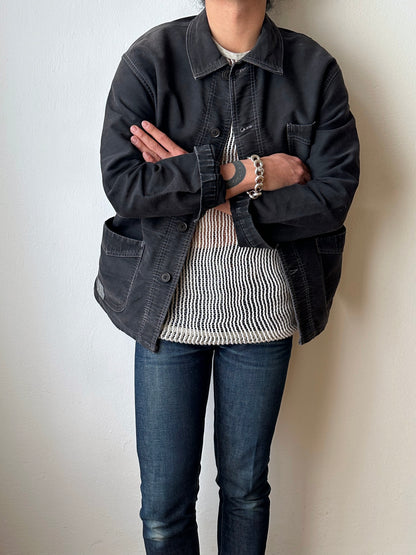 1950s Le Mont St Michel Black moleskin jacket