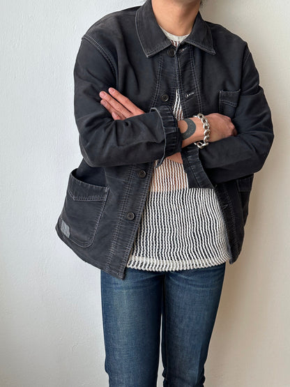 1950s Le Mont St Michel Black moleskin jacket