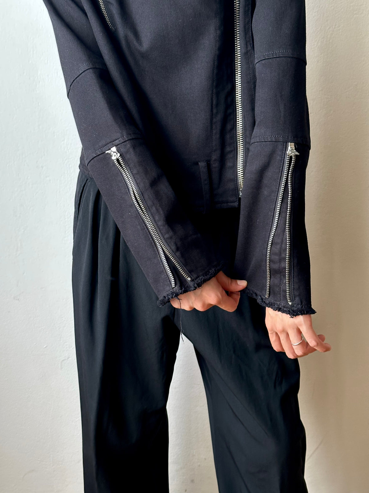 HELMUT LANG cotton biker jacket made in USA