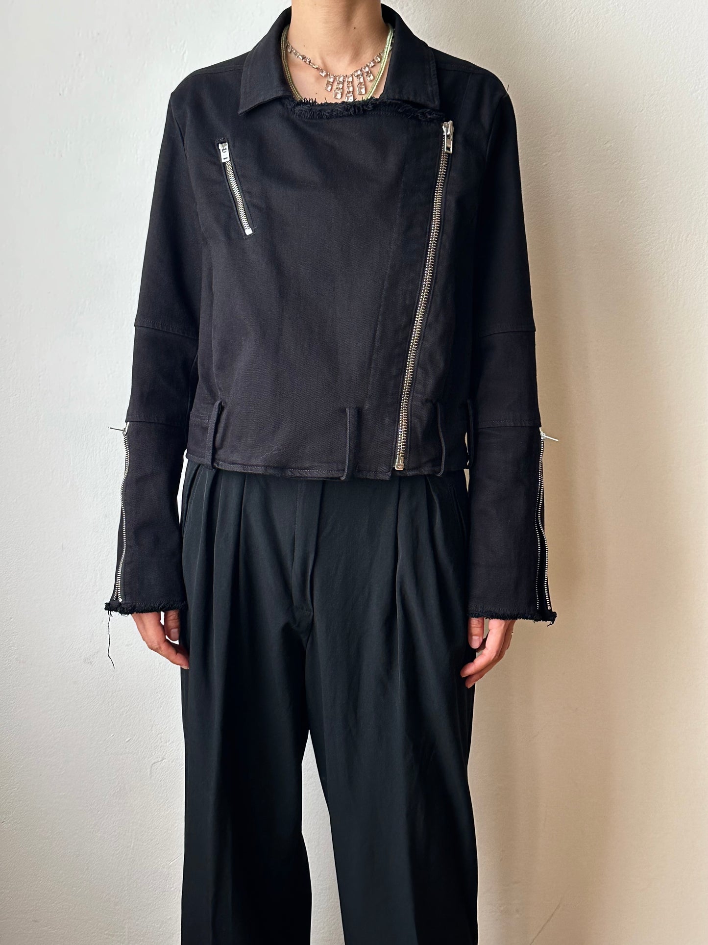 HELMUT LANG cotton biker jacket made in USA