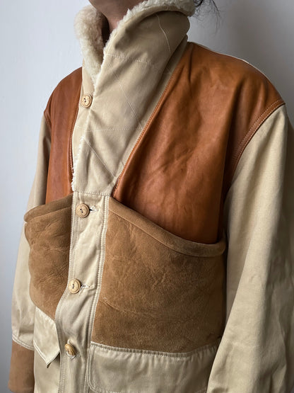 1980's Mouton Jacket France French 80年代  Vintage Toto Praha Vintage clothing store Antique shop 80年代 フランス古着 ユーロ古着 プラハ 古着屋 古着 古着卸 フランス買い付け ムートン ショールカラー Chevignon