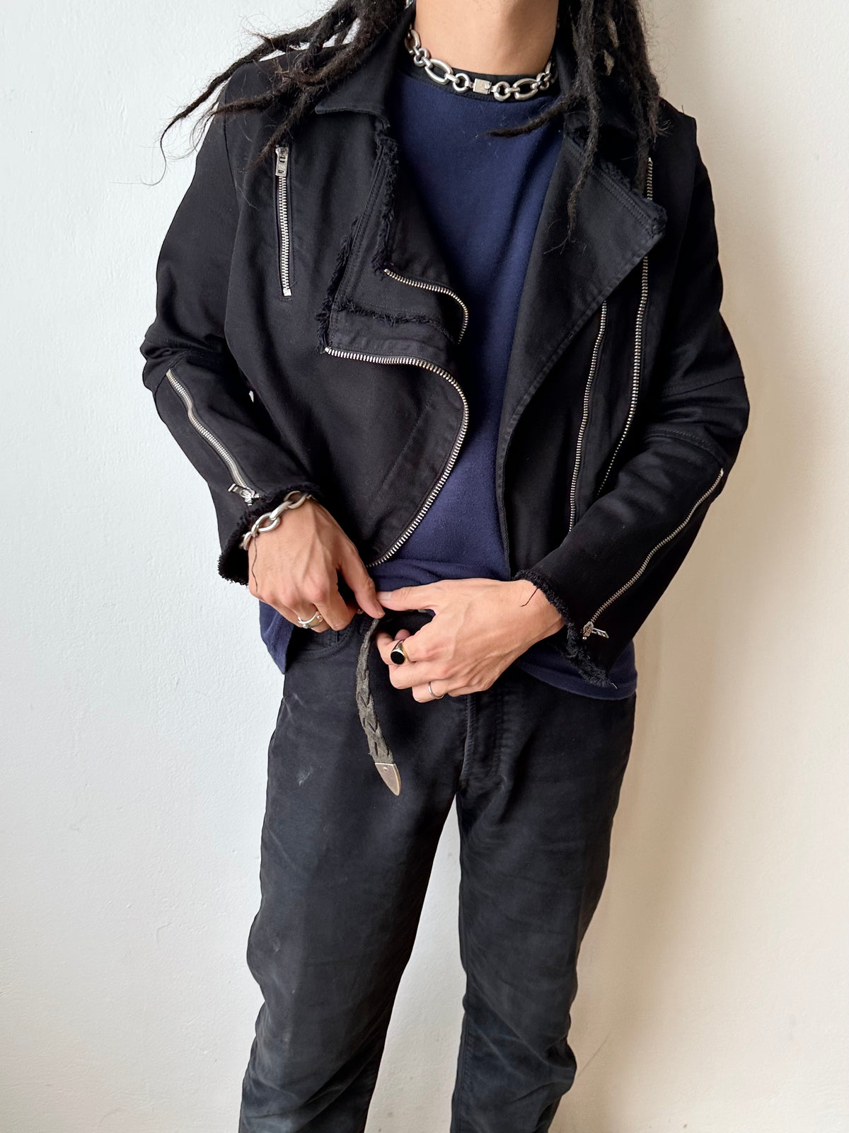 HELMUT LANG cotton biker jacket made in USA