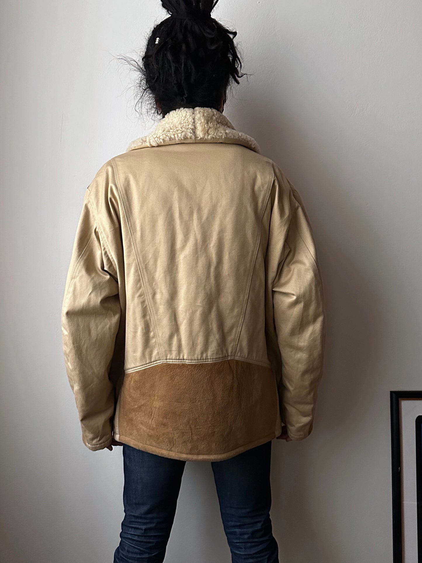 1980's Mouton Jacket France French 80年代  Vintage Toto Praha Vintage clothing store Antique shop 80年代 フランス古着 ユーロ古着 プラハ 古着屋 古着 古着卸 フランス買い付け ムートン ショールカラー Chevignon
