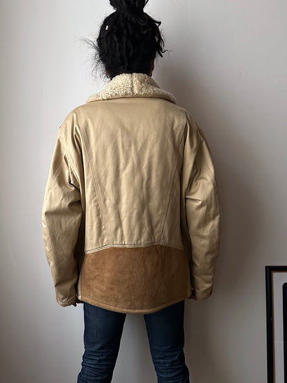 1980's Mouton Jacket France French 80年代  Vintage Toto Praha Vintage clothing store Antique shop 80年代 フランス古着 ユーロ古着 プラハ 古着屋 古着 古着卸 フランス買い付け ムートン ショールカラー Chevignon