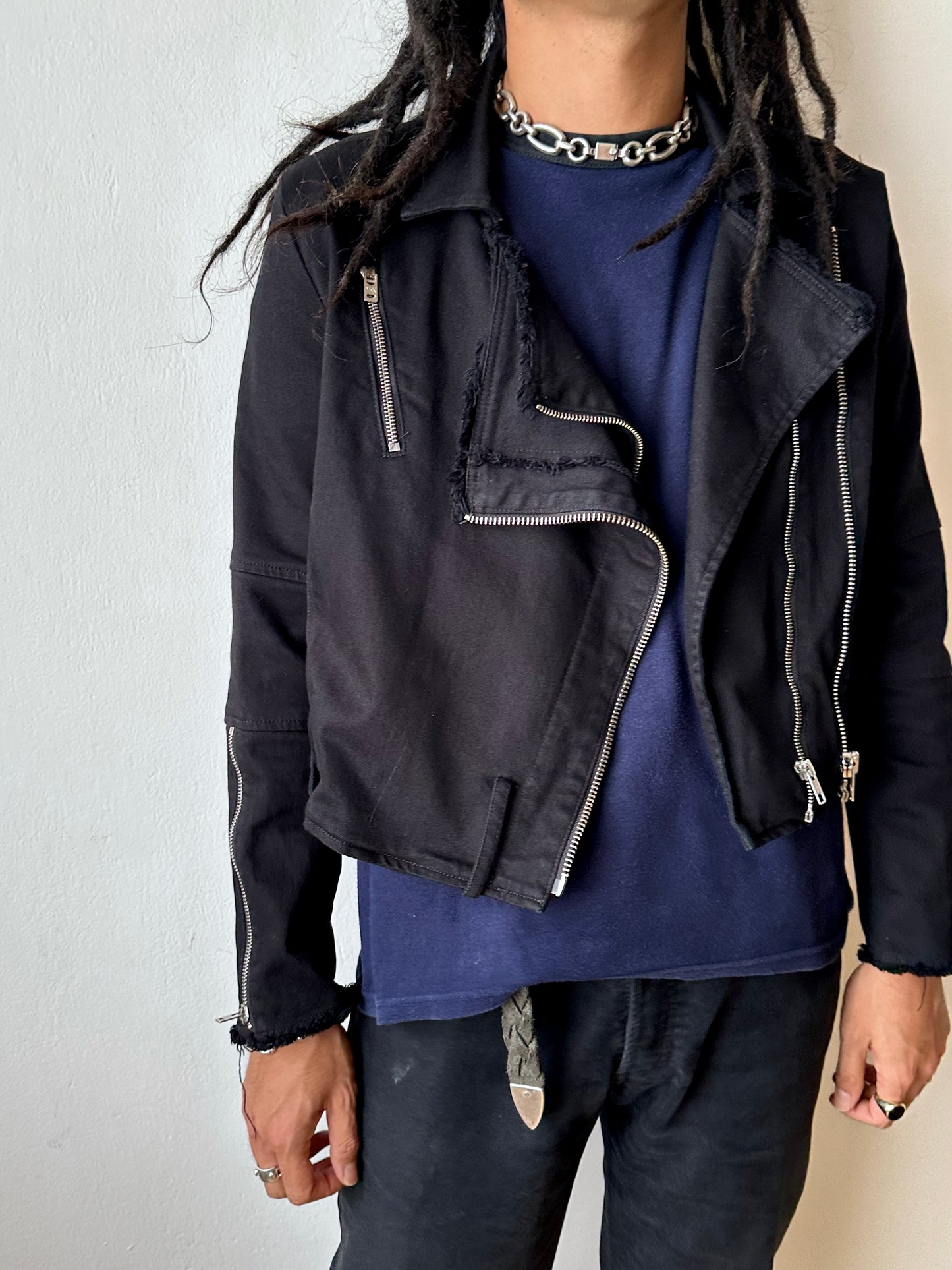 HELMUT LANG cotton biker jacket made in USA